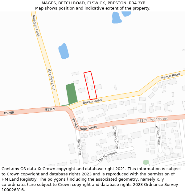 IMAGES, BEECH ROAD, ELSWICK, PRESTON, PR4 3YB: Location map and indicative extent of plot