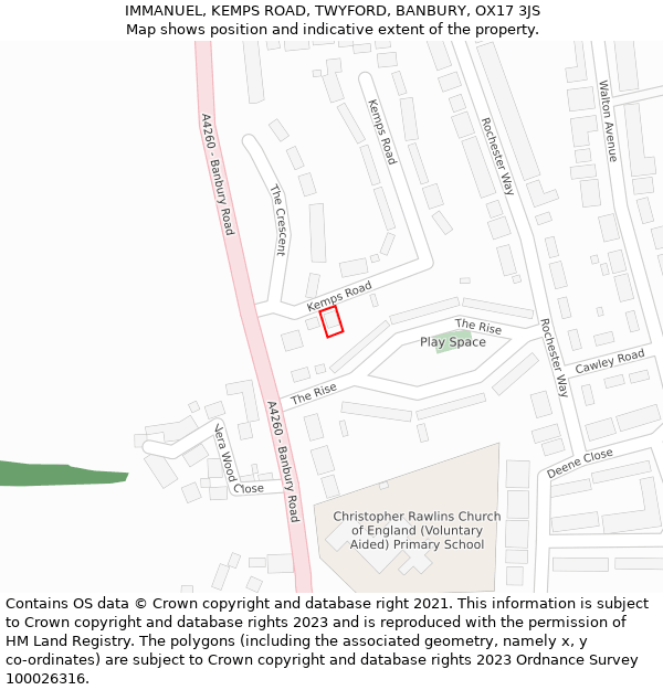 IMMANUEL, KEMPS ROAD, TWYFORD, BANBURY, OX17 3JS: Location map and indicative extent of plot