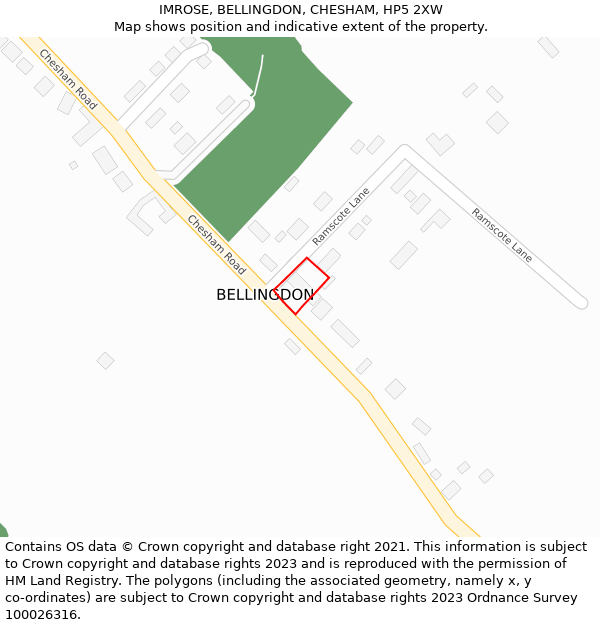 IMROSE, BELLINGDON, CHESHAM, HP5 2XW: Location map and indicative extent of plot