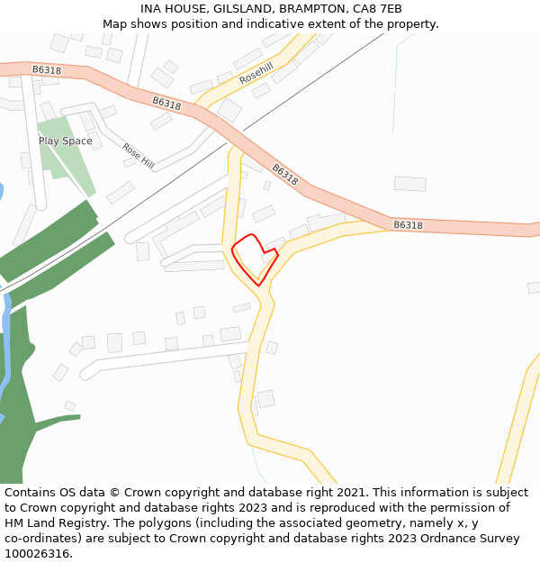 INA HOUSE, GILSLAND, BRAMPTON, CA8 7EB: Location map and indicative extent of plot