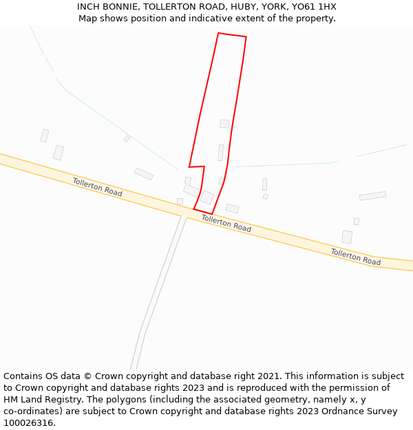 INCH BONNIE, TOLLERTON ROAD, HUBY, YORK, YO61 1HX: Location map and indicative extent of plot