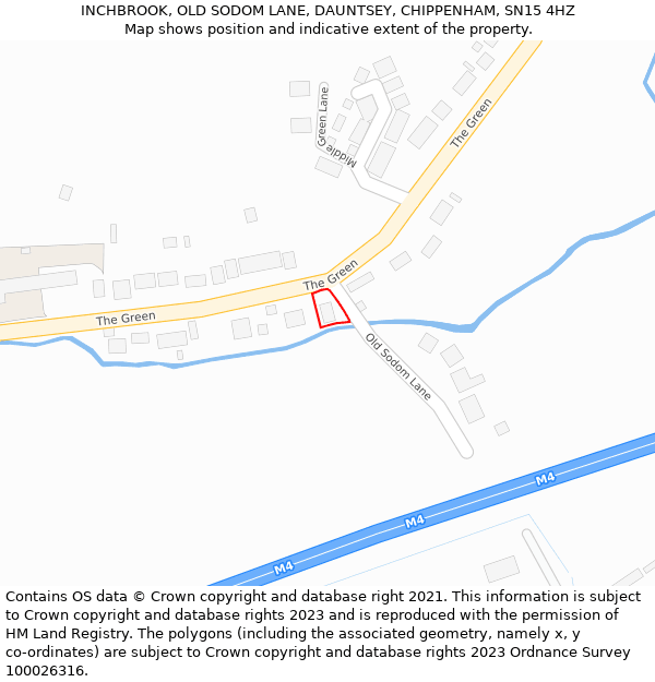 INCHBROOK, OLD SODOM LANE, DAUNTSEY, CHIPPENHAM, SN15 4HZ: Location map and indicative extent of plot