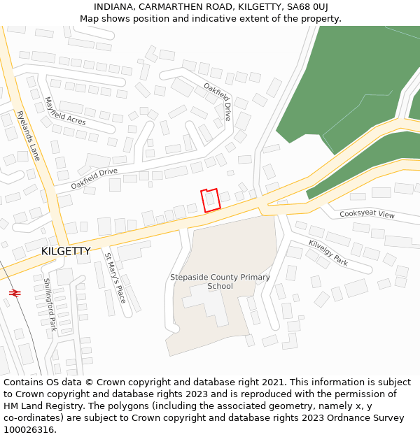 INDIANA, CARMARTHEN ROAD, KILGETTY, SA68 0UJ: Location map and indicative extent of plot