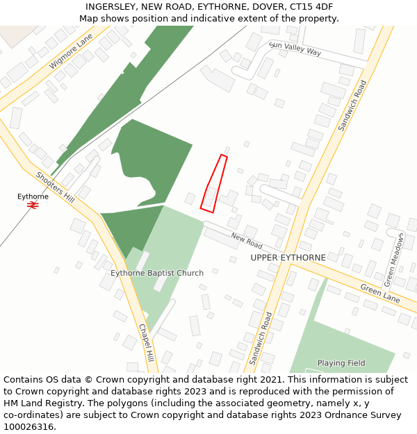INGERSLEY, NEW ROAD, EYTHORNE, DOVER, CT15 4DF: Location map and indicative extent of plot