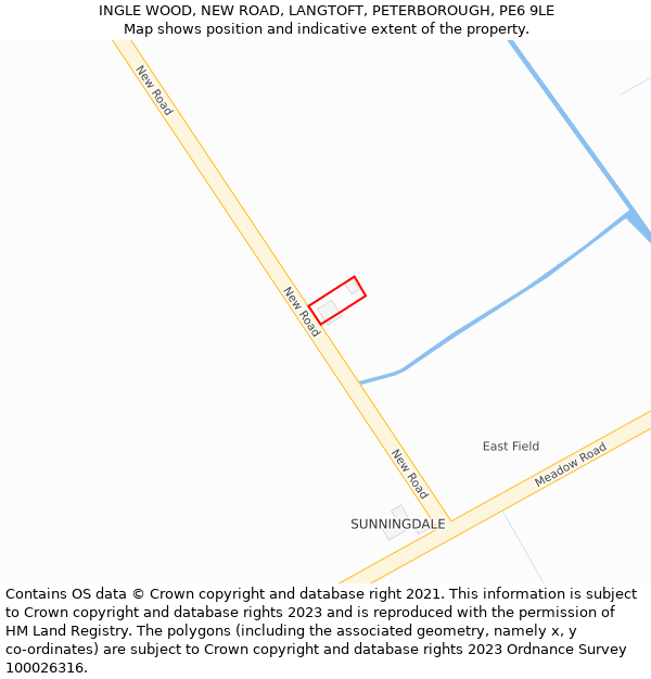 INGLE WOOD, NEW ROAD, LANGTOFT, PETERBOROUGH, PE6 9LE: Location map and indicative extent of plot