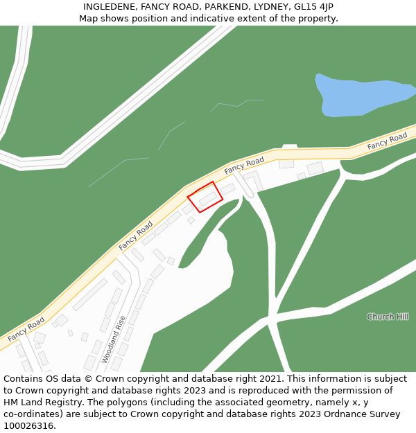 INGLEDENE, FANCY ROAD, PARKEND, LYDNEY, GL15 4JP: Location map and indicative extent of plot