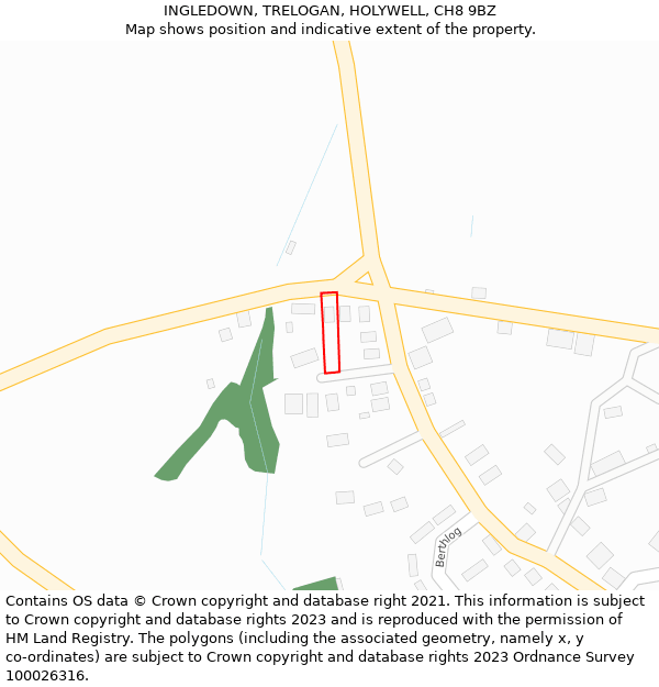 INGLEDOWN, TRELOGAN, HOLYWELL, CH8 9BZ: Location map and indicative extent of plot
