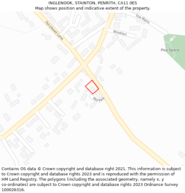 INGLENOOK, STAINTON, PENRITH, CA11 0ES: Location map and indicative extent of plot