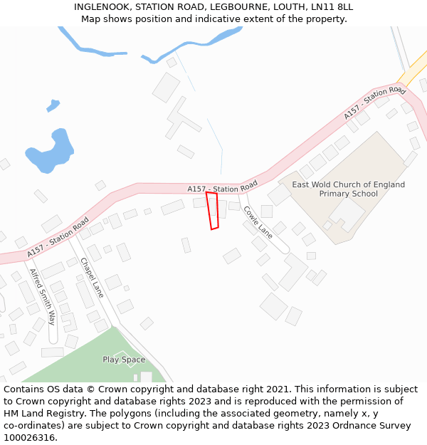 INGLENOOK, STATION ROAD, LEGBOURNE, LOUTH, LN11 8LL: Location map and indicative extent of plot