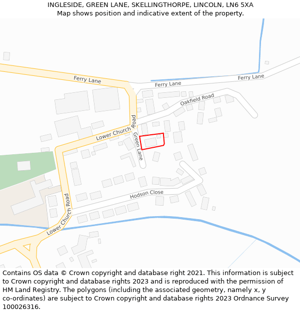 INGLESIDE, GREEN LANE, SKELLINGTHORPE, LINCOLN, LN6 5XA: Location map and indicative extent of plot