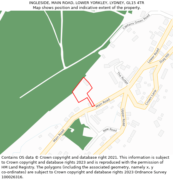 INGLESIDE, MAIN ROAD, LOWER YORKLEY, LYDNEY, GL15 4TR: Location map and indicative extent of plot