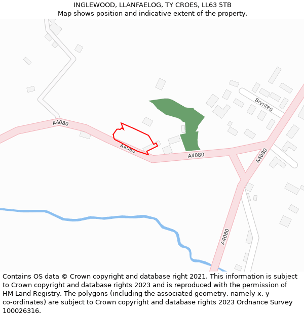 INGLEWOOD, LLANFAELOG, TY CROES, LL63 5TB: Location map and indicative extent of plot