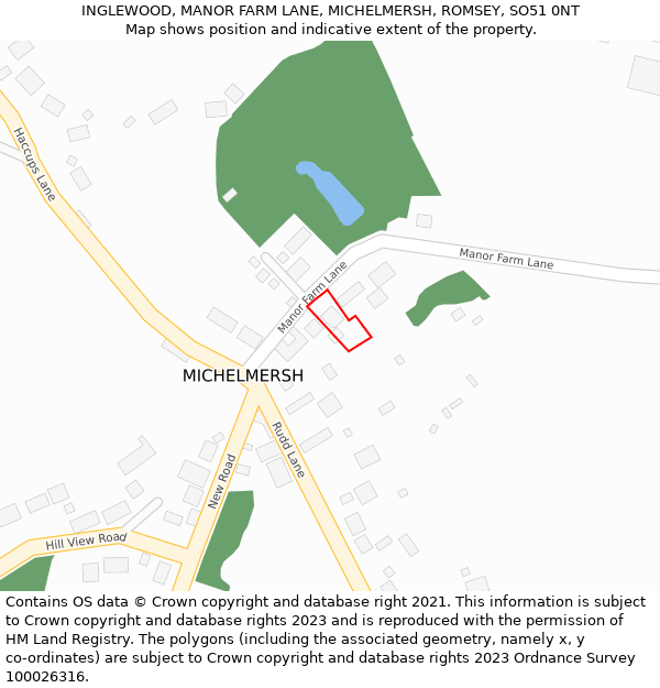 INGLEWOOD, MANOR FARM LANE, MICHELMERSH, ROMSEY, SO51 0NT: Location map and indicative extent of plot