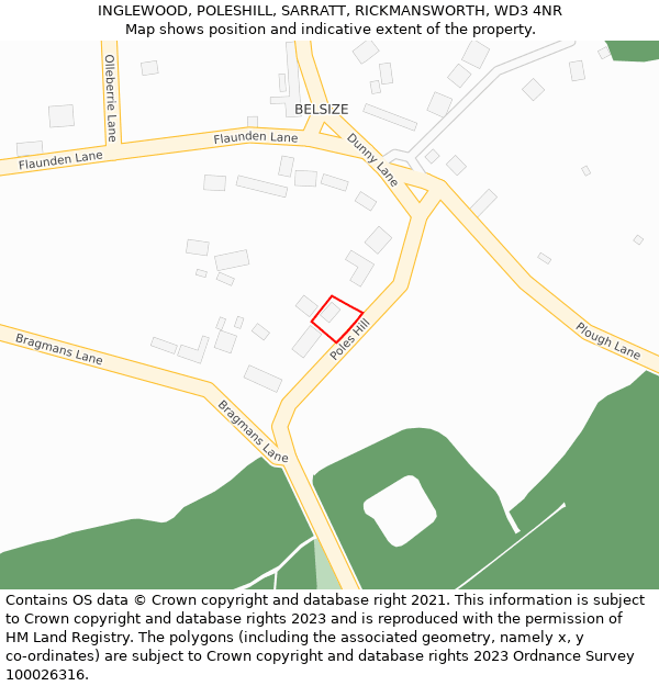 INGLEWOOD, POLESHILL, SARRATT, RICKMANSWORTH, WD3 4NR: Location map and indicative extent of plot