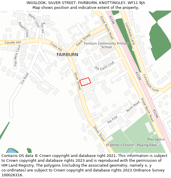 INGSLOOK, SILVER STREET, FAIRBURN, KNOTTINGLEY, WF11 9JA: Location map and indicative extent of plot