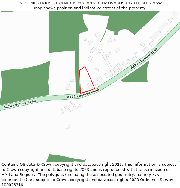 INHOLMES HOUSE, BOLNEY ROAD, ANSTY, HAYWARDS HEATH, RH17 5AW: Location map and indicative extent of plot