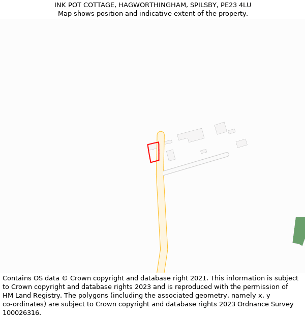 INK POT COTTAGE, HAGWORTHINGHAM, SPILSBY, PE23 4LU: Location map and indicative extent of plot