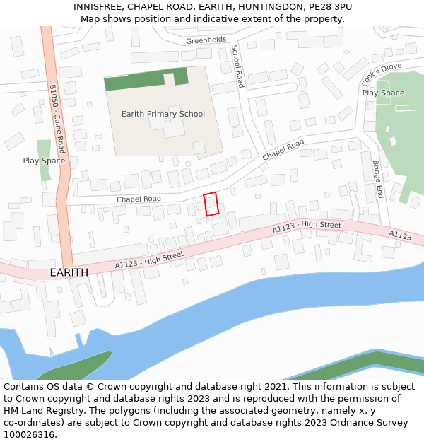 INNISFREE, CHAPEL ROAD, EARITH, HUNTINGDON, PE28 3PU: Location map and indicative extent of plot