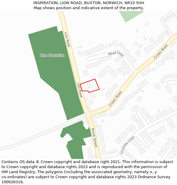 INSPIRATION, LION ROAD, BUXTON, NORWICH, NR10 5HH: Location map and indicative extent of plot