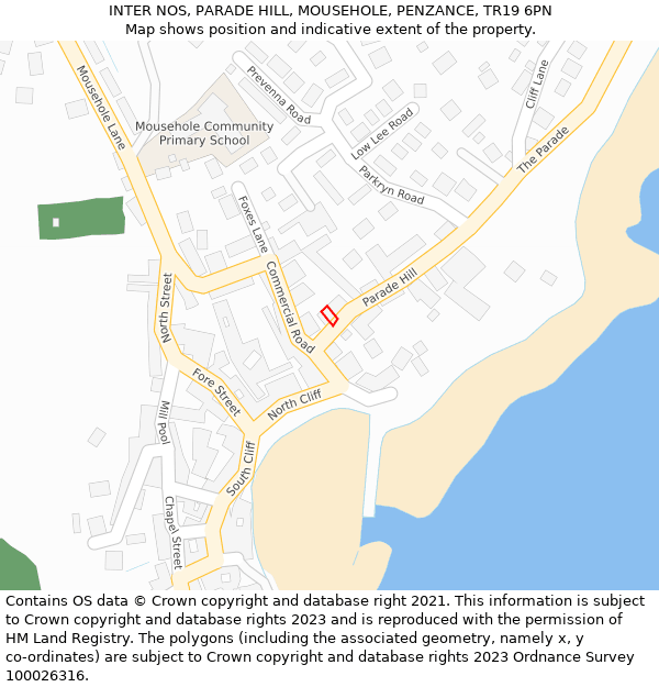 INTER NOS, PARADE HILL, MOUSEHOLE, PENZANCE, TR19 6PN: Location map and indicative extent of plot