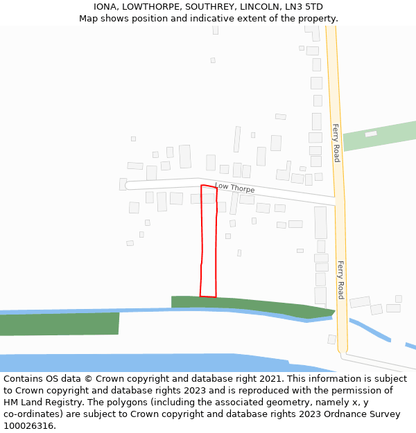 IONA, LOWTHORPE, SOUTHREY, LINCOLN, LN3 5TD: Location map and indicative extent of plot