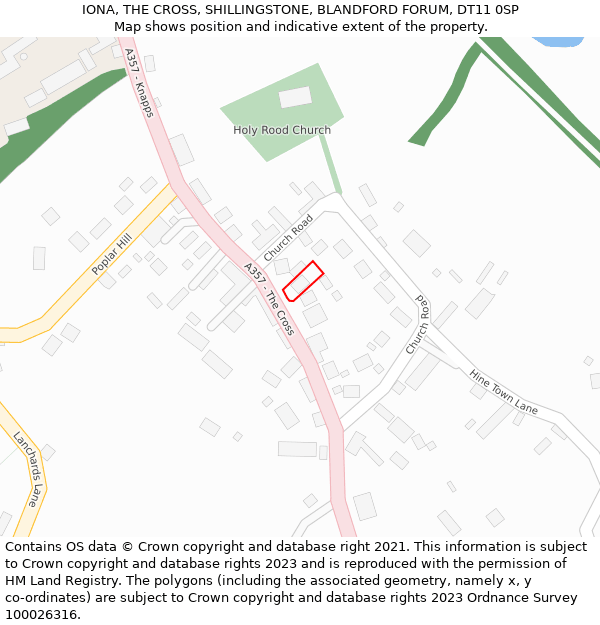 IONA, THE CROSS, SHILLINGSTONE, BLANDFORD FORUM, DT11 0SP: Location map and indicative extent of plot