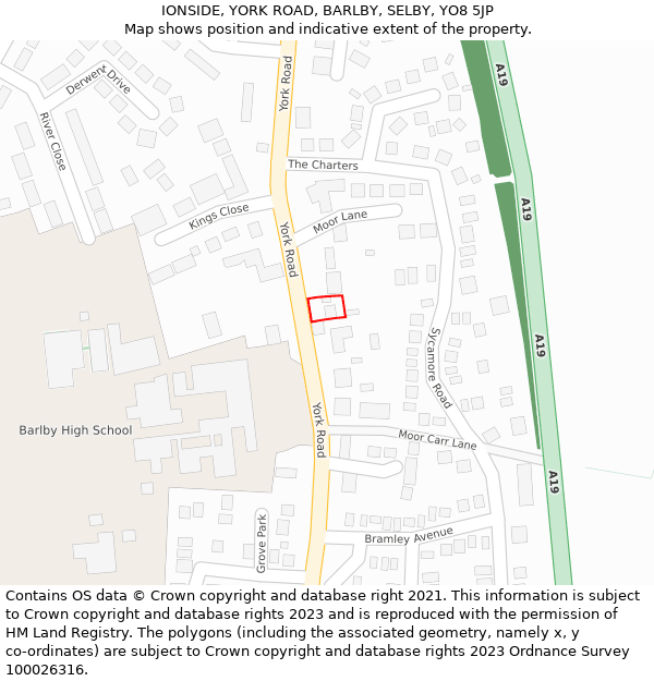 IONSIDE, YORK ROAD, BARLBY, SELBY, YO8 5JP: Location map and indicative extent of plot