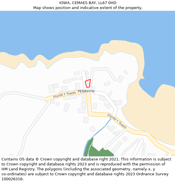 IOWA, CEMAES BAY, LL67 0HD: Location map and indicative extent of plot