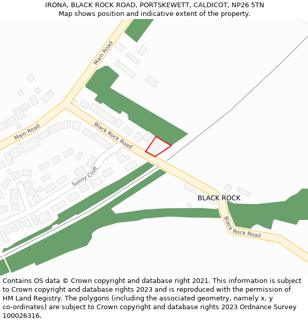 IRONA, BLACK ROCK ROAD, PORTSKEWETT, CALDICOT, NP26 5TN: Location map and indicative extent of plot