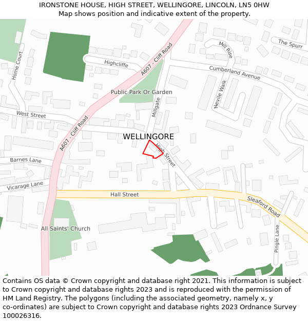 IRONSTONE HOUSE, HIGH STREET, WELLINGORE, LINCOLN, LN5 0HW: Location map and indicative extent of plot