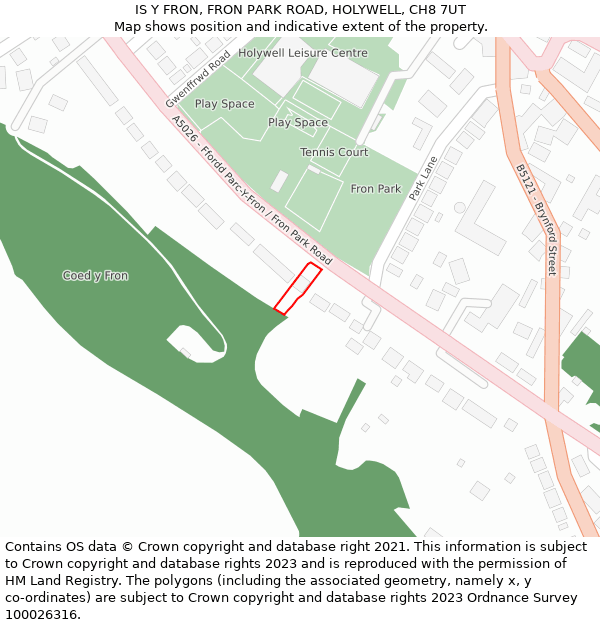 IS Y FRON, FRON PARK ROAD, HOLYWELL, CH8 7UT: Location map and indicative extent of plot