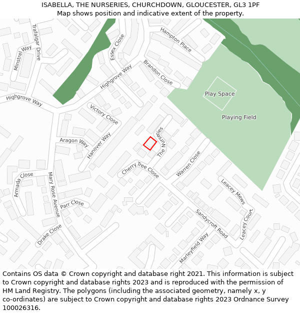 ISABELLA, THE NURSERIES, CHURCHDOWN, GLOUCESTER, GL3 1PF: Location map and indicative extent of plot