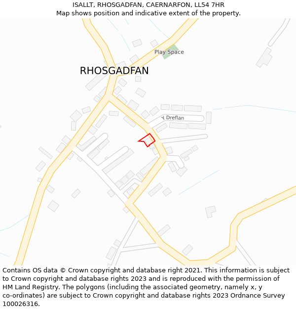 ISALLT, RHOSGADFAN, CAERNARFON, LL54 7HR: Location map and indicative extent of plot