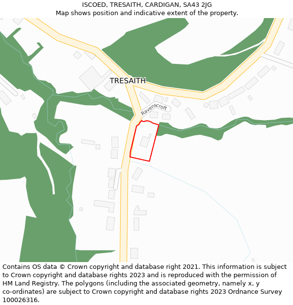 ISCOED, TRESAITH, CARDIGAN, SA43 2JG: Location map and indicative extent of plot