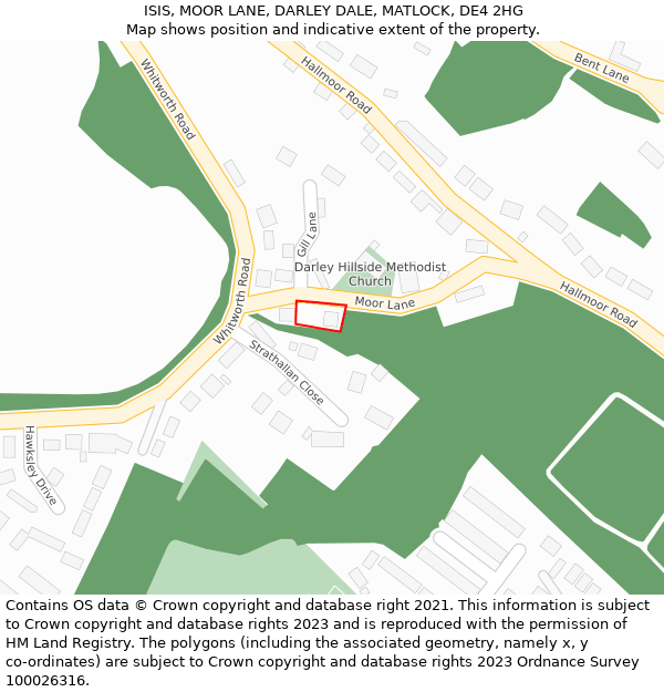 ISIS, MOOR LANE, DARLEY DALE, MATLOCK, DE4 2HG: Location map and indicative extent of plot