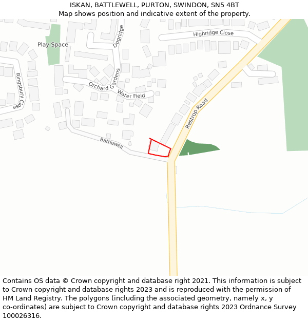 ISKAN, BATTLEWELL, PURTON, SWINDON, SN5 4BT: Location map and indicative extent of plot