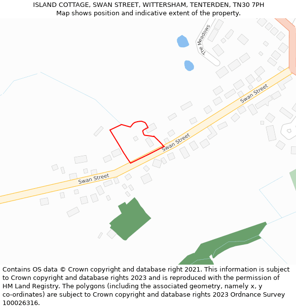 ISLAND COTTAGE, SWAN STREET, WITTERSHAM, TENTERDEN, TN30 7PH: Location map and indicative extent of plot