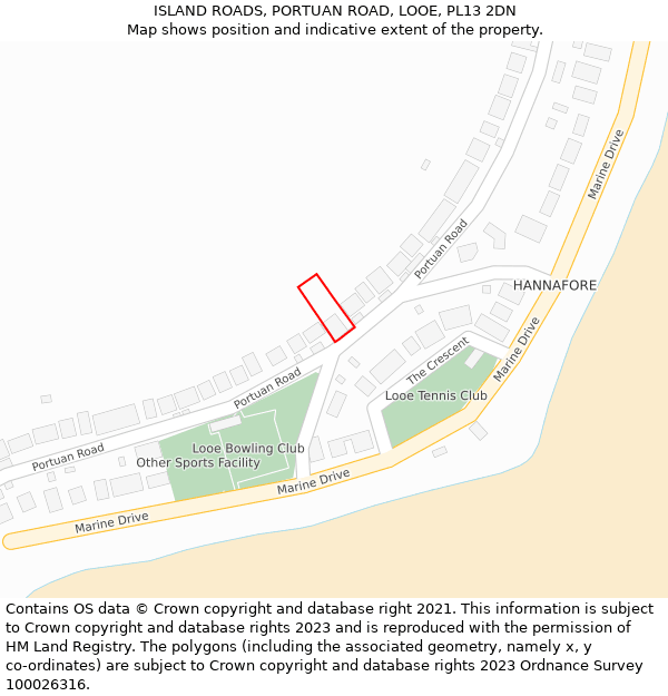 ISLAND ROADS, PORTUAN ROAD, LOOE, PL13 2DN: Location map and indicative extent of plot