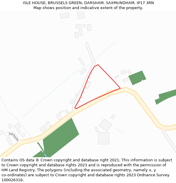 ISLE HOUSE, BRUSSELS GREEN, DARSHAM, SAXMUNDHAM, IP17 3RN: Location map and indicative extent of plot