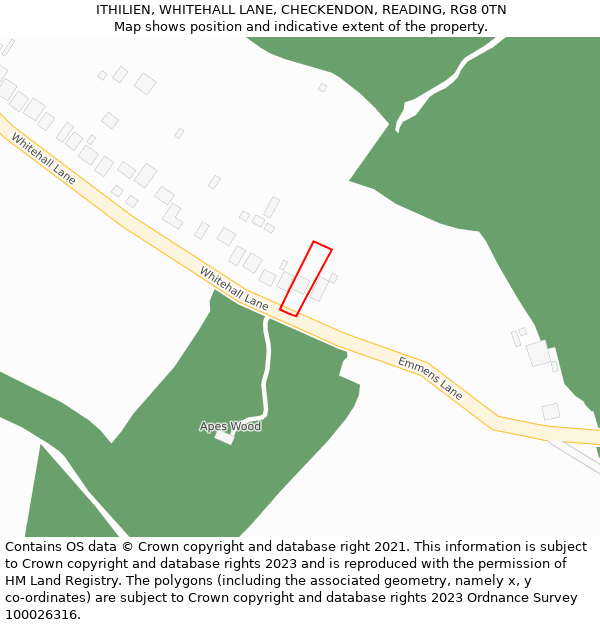 ITHILIEN, WHITEHALL LANE, CHECKENDON, READING, RG8 0TN: Location map and indicative extent of plot