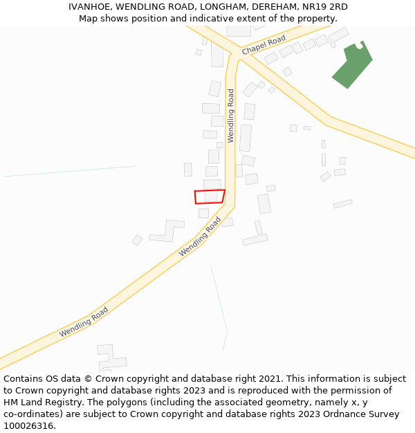 IVANHOE, WENDLING ROAD, LONGHAM, DEREHAM, NR19 2RD: Location map and indicative extent of plot