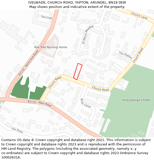 IVELWADE, CHURCH ROAD, YAPTON, ARUNDEL, BN18 0EW: Location map and indicative extent of plot