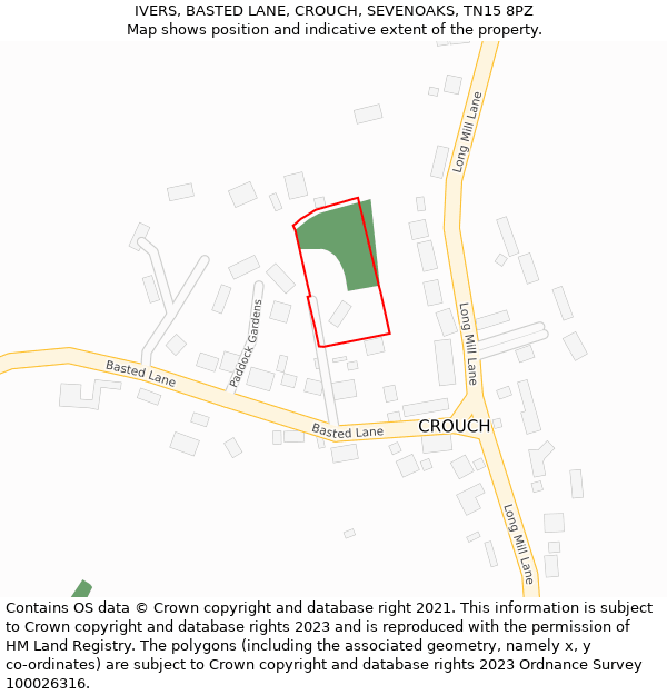 IVERS, BASTED LANE, CROUCH, SEVENOAKS, TN15 8PZ: Location map and indicative extent of plot