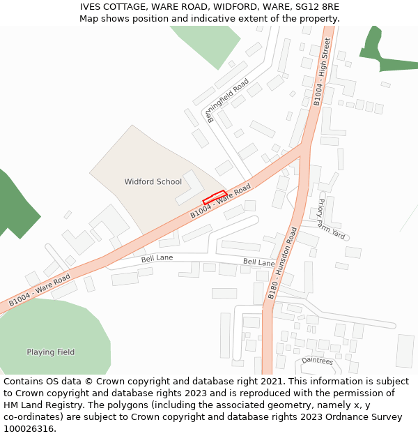 IVES COTTAGE, WARE ROAD, WIDFORD, WARE, SG12 8RE: Location map and indicative extent of plot