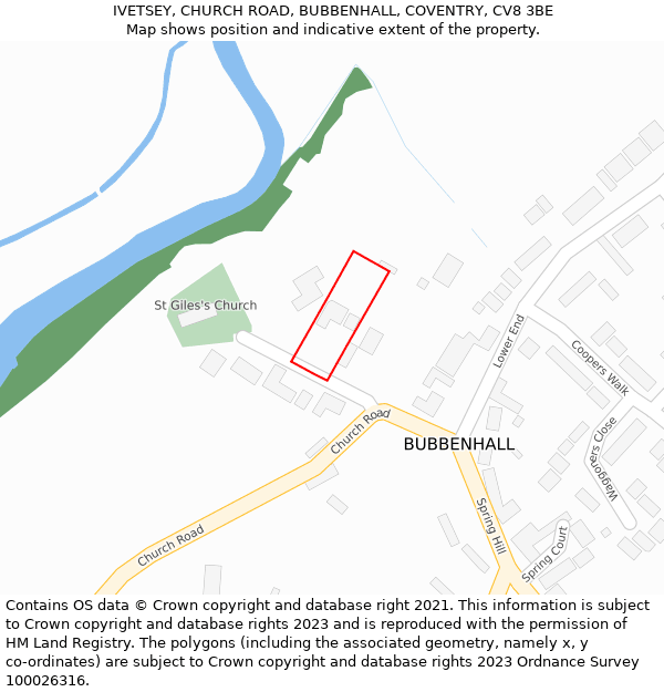 IVETSEY, CHURCH ROAD, BUBBENHALL, COVENTRY, CV8 3BE: Location map and indicative extent of plot