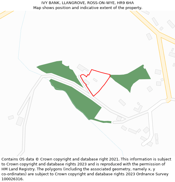 IVY BANK, LLANGROVE, ROSS-ON-WYE, HR9 6HA: Location map and indicative extent of plot