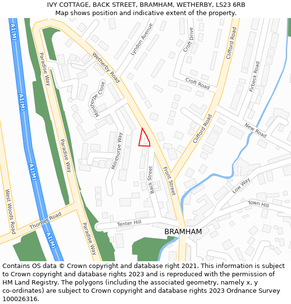 IVY COTTAGE, BACK STREET, BRAMHAM, WETHERBY, LS23 6RB: Location map and indicative extent of plot