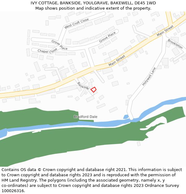 IVY COTTAGE, BANKSIDE, YOULGRAVE, BAKEWELL, DE45 1WD: Location map and indicative extent of plot