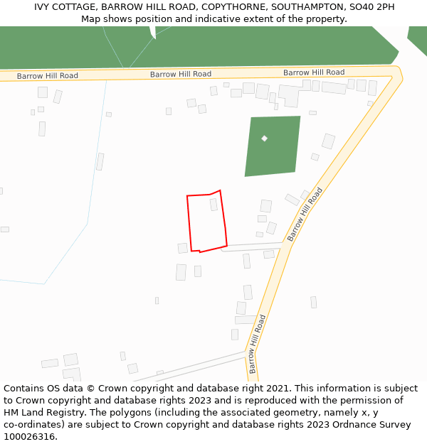 IVY COTTAGE, BARROW HILL ROAD, COPYTHORNE, SOUTHAMPTON, SO40 2PH: Location map and indicative extent of plot