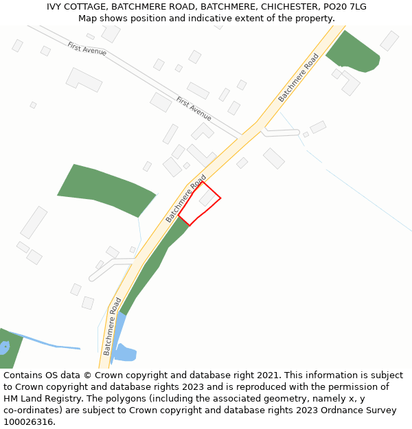 IVY COTTAGE, BATCHMERE ROAD, BATCHMERE, CHICHESTER, PO20 7LG: Location map and indicative extent of plot